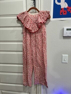 Pink Chicken Pink Floral Ruffle Jumpsuit